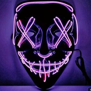 Unisex,LED Light-Up Mask with Purple and Pink Neon